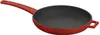 A red cast iron frying pan with a black interior is shown from a diagonal angle against a white background. Voir les images du produit