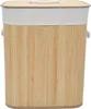 A laundry basket made of bamboo with a fabric lining and lid. Podgląd zdjęcia produktu