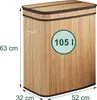 Relaxdays Wäschekorb mit Deckel, 3 Fächer, Bambus, 105 l, Produktbild-Vorschau 4
