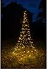 A Christmas tree made of lights in a yard at night, with a house in the background. Produktbild-Vorschau