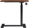 A side view of an adjustable laptop table with a walnut-colored top and black metal legs. Náhľad obrázku produktu