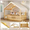 Flieks Kinderbett 90x200cm mit Led, Hausbett mit Baldachin Produktbild-Vorschau 7