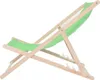 A green and wood beach chair shown from the side. Produktbild-Vorschau