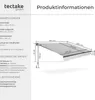 Product information and dimensions for a tectake garden awning. Náhled obrázku produktu