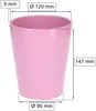 A pink ceramic pot with dimensions indicated by measurement lines and text. Podgląd zdjęcia produktu