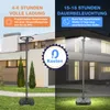 A split image showing a solar garden light in a yard during the day and night, with promotional text overlays. Náhled obrázku produktu