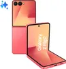 A pink Samsung Galaxy Z Flip7 foldable smartphone is shown from two angles against a white background. The phone is partially open, displaying its screen. Anteprima dell’immagine prodotto