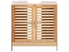 A freestanding bathroom vanity cabinet with two slatted doors. Náhled obrázku produktu