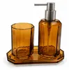 3-teiliges Badaccessoires Set aus Glas, Seifenspender mit Produktbild-Vorschau 1