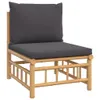 7-tlg. Garten-Lounge-Set mit Dunkelgrauen Kissen Bambus Produktbild-Vorschau 4