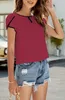 ASKSA Sommer Damen T-Shirt Rundhals Kurzarm Blütenblatt Produktbild-Vorschau 3
