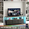 Meuble TV 137 cm avec LED, plateau effet bois tigre, 3 Voir les images du produit 3