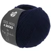 A ball of dark blue yarn with a label. Produktbild-Vorschau