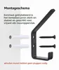 8 Kleiderhaken für Akustikpaneele, Doppelhaken, schwarz Productafbeelding-voorbeeld