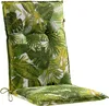 A high-back chair cushion with a tropical palm leaf pattern. Produktbild-Vorschau