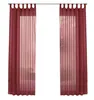 Two red sheer curtains hanging on a curtain rod. Produktbild-Vorschau