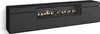 A black media console with an integrated electric fireplace. Voir les images du produit