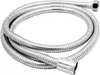 A silver flexible shower hose coiled on a white background. Produktbild-Vorschau