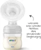 A Philips Avent hand breast pump with milk in a bottle, next to descriptive text. Produktbild-Vorschau