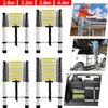 Collage of images showing a telescopic ladder in different scenarios, including product shots, a person using it on a roof, and another person using it with a car. Voir les images du produit