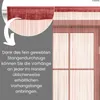 A close-up of a red string curtain with text overlay explaining its features. Náhľad obrázku produktu