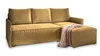 A yellow sectional sofa with an ottoman and a draped blanket. Podgląd zdjęcia produktu
