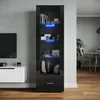 SONNI Schwarz hochglanz Vitrinenschrank mit LED beleuchtung Produktbild-Vorschau 14