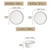 Diagrams showing the dimensions of plates and a bowl from a dinnerware set. Voir les images du produit