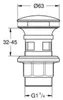 A technical drawing of a drain fitting with dimensions. Produktbild-Vorschau
