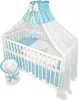 A baby crib set with bedding and a canopy. Produktbild-Vorschau