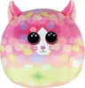 A plush toy cat with large, glittery eyes and a colorful, bokeh-like pattern. Produktbild-Vorschau
