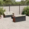 vidaXL 7-tlg. Garten-Sofagarnitur mit Kissen Schwarz Poly Produktbild-Vorschau 2