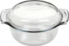 A clear glass casserole dish with a lid. Produktbild-Vorschau