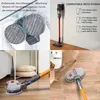 A collage of images showing a vacuum cleaner attachment, a Dyson vacuum cleaner, and the attachment being used on a floor. Produktbild-Vorschau