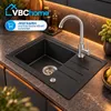 VBChome spoelbak, graniet, zwart, met kraan, 55 x 44 cm, Productafbeelding-voorbeeld 9