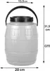 A light gray barrel-shaped container with a black handle and lid, shown against a white background with measurement indicators. Produktbild-Vorschau
