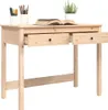 A wooden desk with two drawers, a book, and writing utensils. Podgląd zdjęcia produktu