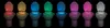 A row of eight toilets, each illuminated with a different colored LED light. Voir les images du produit
