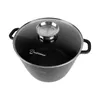 A top-down view of a black pot with a glass lid, set against a white background. Náhled obrázku produktu