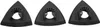 Three black triangular oscillating multi-tool sanding pads are shown against a white background. Produktbild-Vorschau