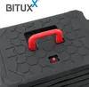 A close-up view of a black tool case with a red handle and a hexagonal pattern on its surface. The brand logo 'BITUXX' is visible in the top left corner. Produktbild-Vorschau