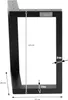 A black metal table leg with dimensions indicated by lines and text. Náhľad obrázku produktu