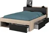 Lit Adulte COMBO, 140x190/200 cm, Chêne et Noir, 3 Tiroirs, Voir les images du produit 1