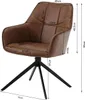 A brown armchair with dimensions indicated by measurement lines and text. Produktbild-Vorschau