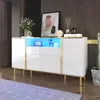 Buffet à 4 portes avec éclairage LED, 1 tiroir, blanc Voir les images du produit 5