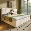 Lit rembourré 140 x 190 cm avec rangement et tête de lit à Voir les images du produit 11