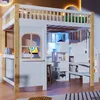 A loft bed with a desk and storage, designed for children. Produktbild-Vorschau
