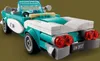 A rear-view of a teal and white vintage Lego car. Produktbild-Vorschau