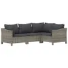 vidaXL 6-tlg. Garten-Lounge-Set mit Kissen Grau Poly Rattan Produktbild-Vorschau 4