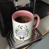 Kaffeebecher Rosa mit motivierenden Worten und Blumenrahmen Produktbild-Vorschau 7